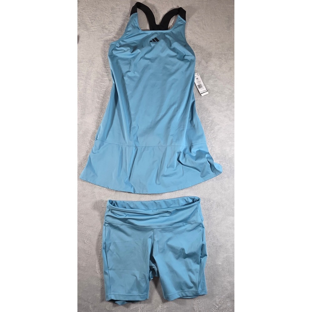adidas Women's Plus Size Tennis Y-Dress with Shorts Blue 1X NWT‎